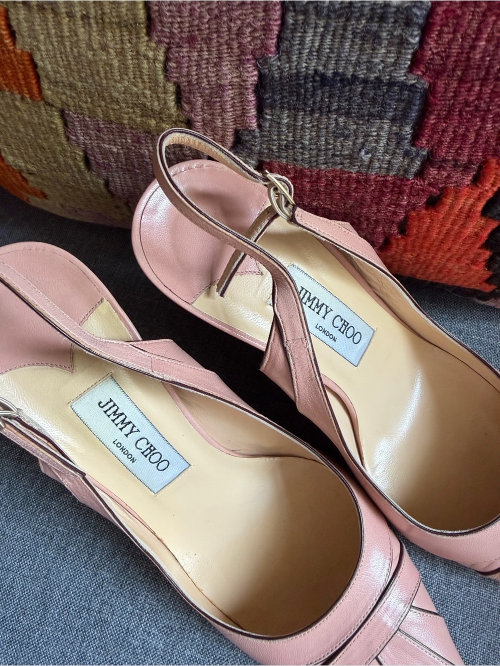 Jimmy Choo Blush Pink Leather Slingback Pointed Pumps - Picture 2 of 5